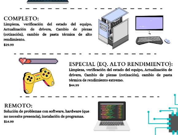 Servicio de Mantenimiento para Pc, laptops.