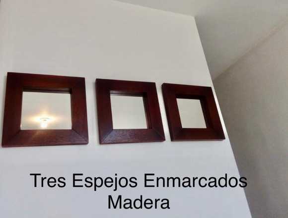 TRES ESPEJOS DE MADERA