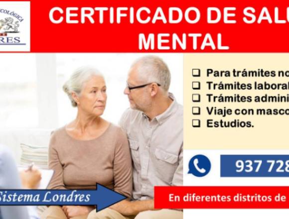 CERTIFICADO DE SALUD MENTAL 