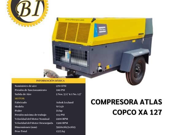 COMPRESORA ATLAS COPCO XA 127