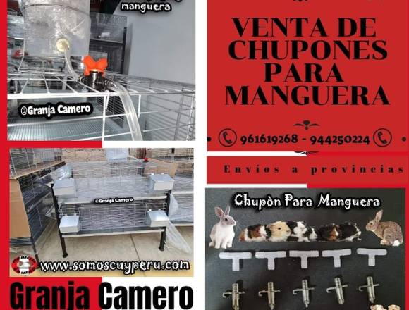 VENTA DE CHUPONES PARA MANGUERA PARA CUY Y CONEJO