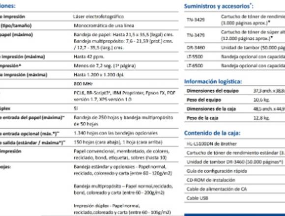 Impresora Brother HL-L5100DN Monocromatica