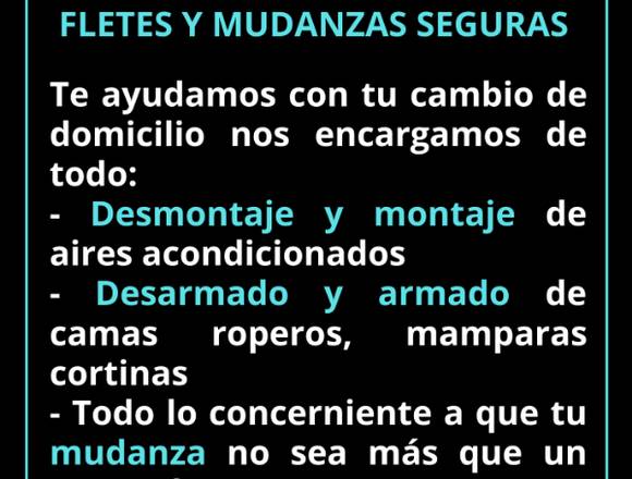 SERVICIO EN FLETES, MUDANZAS, ENVÍOS Y DESALOJOS