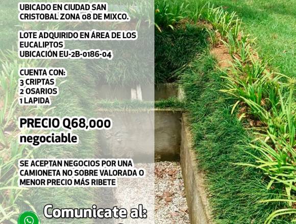 VENTA DE LOTE  CEMENTERIO LOS PARQUES 