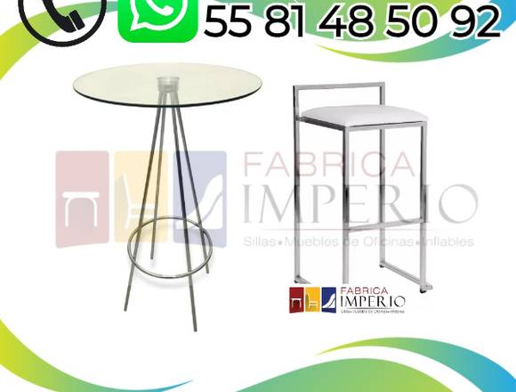 PAQUETE DE 4 BANCOS CUBO + MESA PERIQUERA CRISTAL