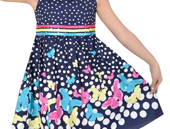 Vestido azul de bolitas niña 6 años