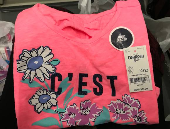 Camiseta rosada estampada para niña de 10-12 años