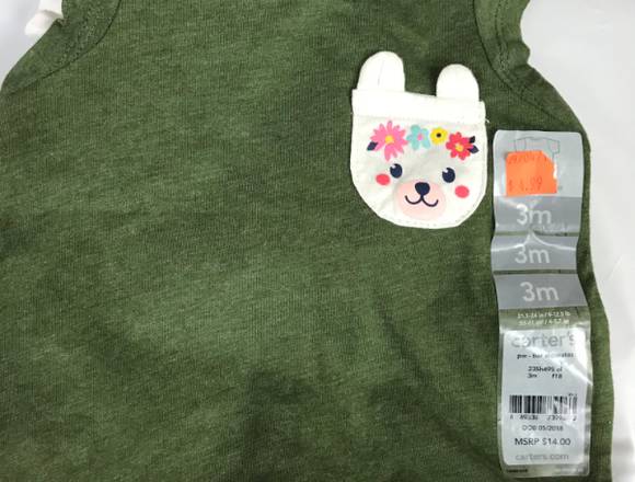 camiseta verde para niña de 3 meses