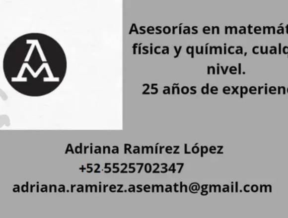 Matemáticas, física y química, clases en línea.