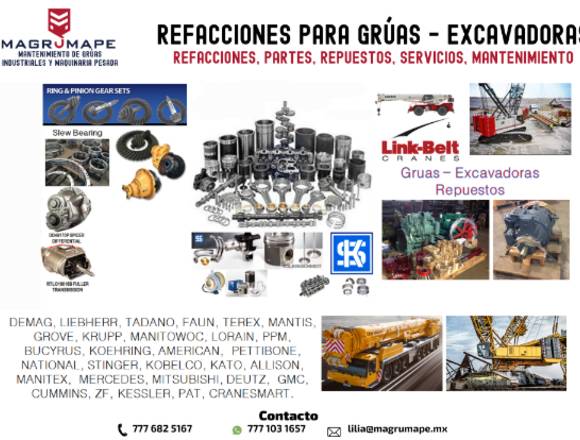 Refacciones y servicios para gruas y excavadoras