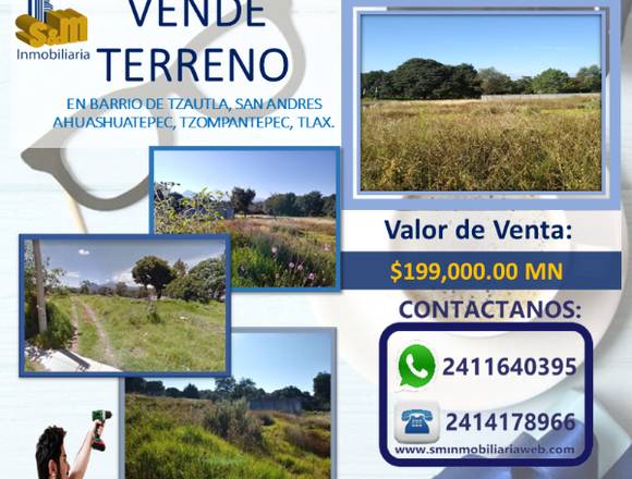 Terreno en venta en Tzompantepec, Tlax.