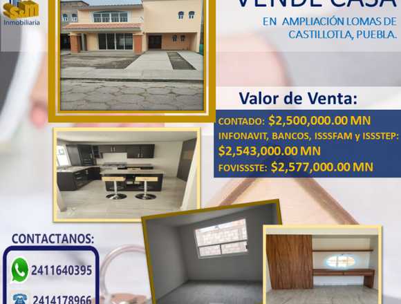 Se vende casa en Lomas de Castillotla, Pue.