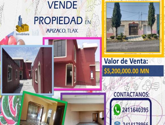 Se vende propiedad En Apizaco, Tlaxcala.