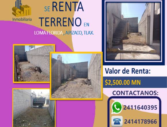 Se renta terreno en Apizaco