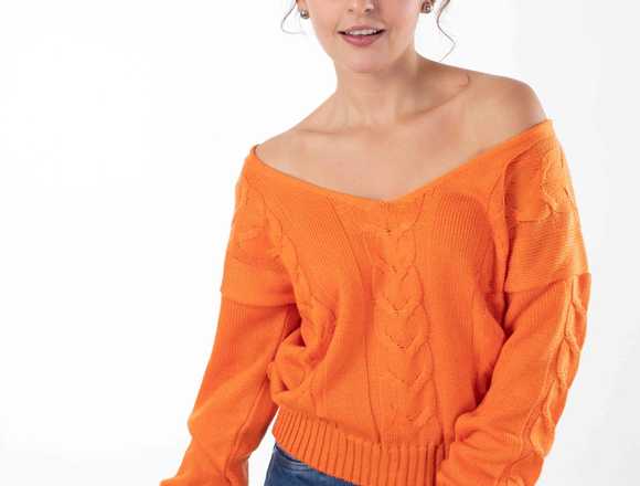 SACO TEJIDO NARANJA PARA MUJER