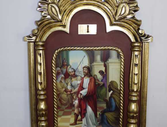 VENDO VÍA CRUCIS 15 ESTACIONES MADERA ESCULPIDA