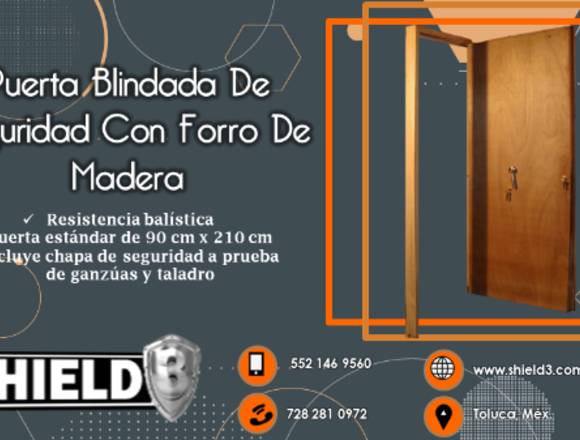 PUERTA BLINDADA CON FORRO DE MADERA 