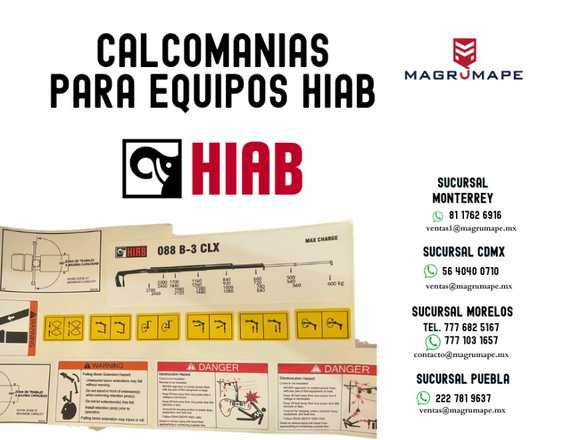 CALCOMANIAS PARA GRÚAS HIAB