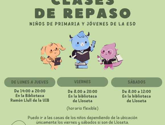 Clases particulares de Primaría y la ESO