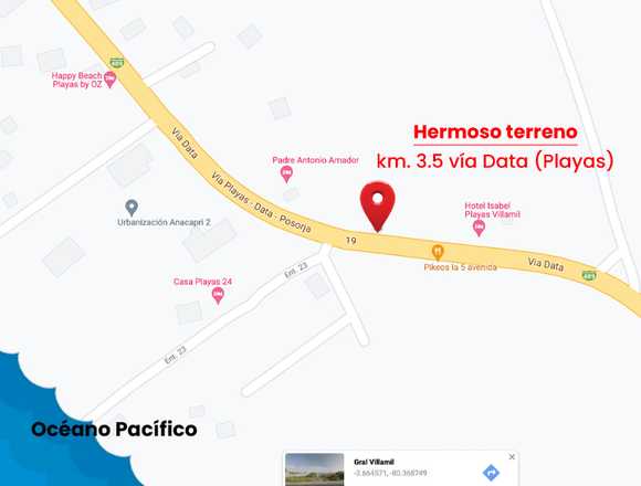 Terreno en Vía Data de Playas (General Villamil)