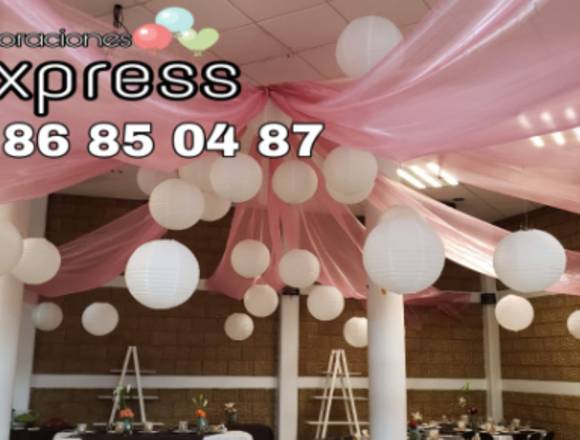 DECORACION CON GLOBOS Y TELAS 