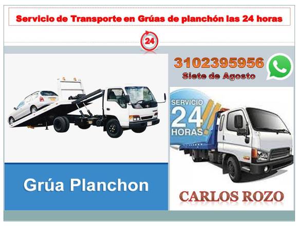 Transporte en Grúas de planchón 24 horas