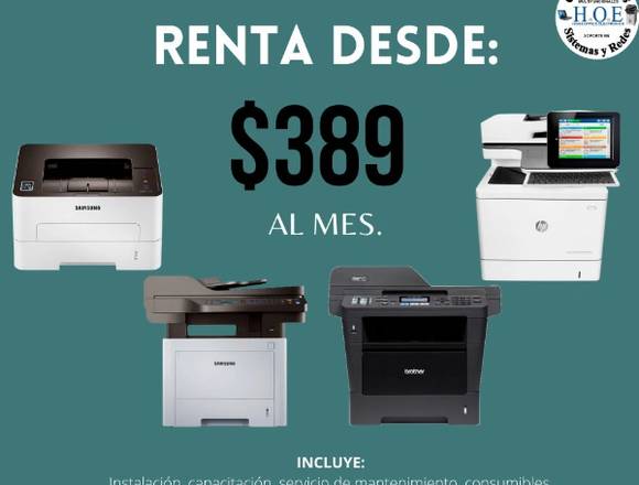 Renta multifuncional B&N desde $389 o COLOR $899.