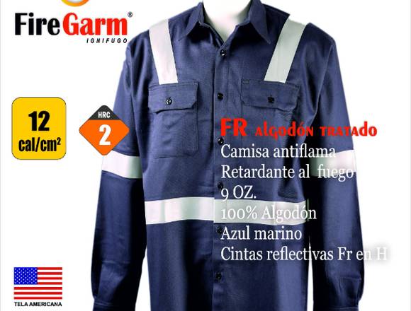 CAMISA ANTIFLAMA 12 CAL AZUL MARINO