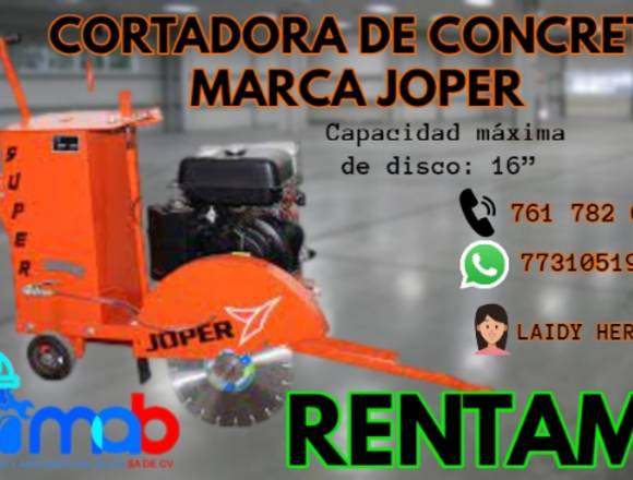 RENTA DE CORTADORA DE CONCRETO MARCA JOPER