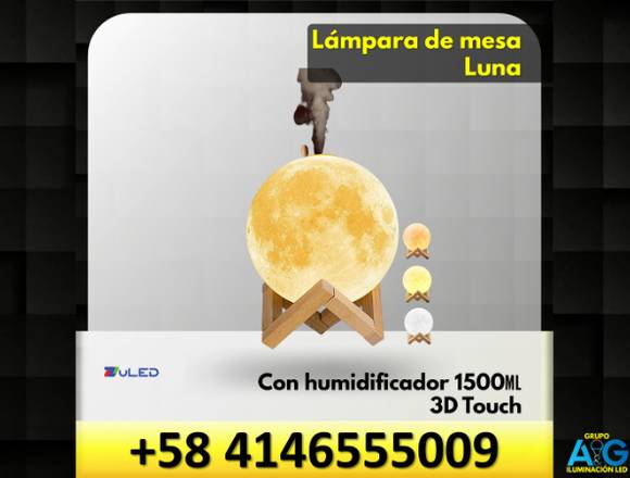LAMPARA LED DE MESA LUNA 3D 3000K/6000K CON HUMIF