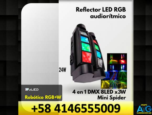 REFLECTOR LED RGBW ROBOTICO 8LED X3W MINI SPIDER 