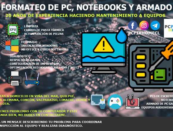 Formateo de PC Notebook y Armado a Domicilio