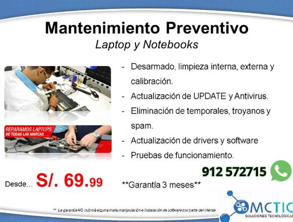 mantenimiento preventivo laptop y notebooks