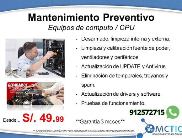 Mantenimiento preventivo- Equipos de computo y CPU