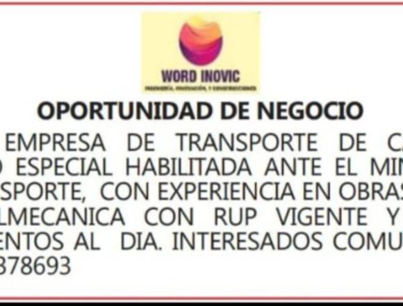 Vendo empresa de transporte de carga