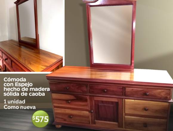 CÓMODA CON ESPEJO CAOBA (DRAWER CHEST w. MIRROR)