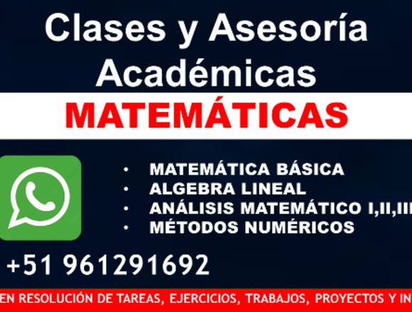 ASESORÍAS ACADÉMICAS DE MATEMÁTICAS A TODO NIVEL