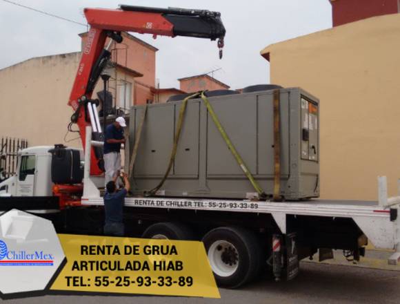 Grúa Hiab para carga y descarga en renta.