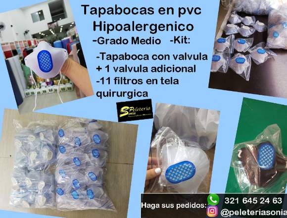 Kit de tapabocas en pvc hipoalergenico