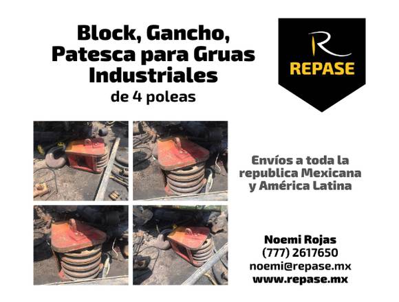 BLOCK, GANCHOS Y PATESCA PARA GRUAS INDUSTRIALES