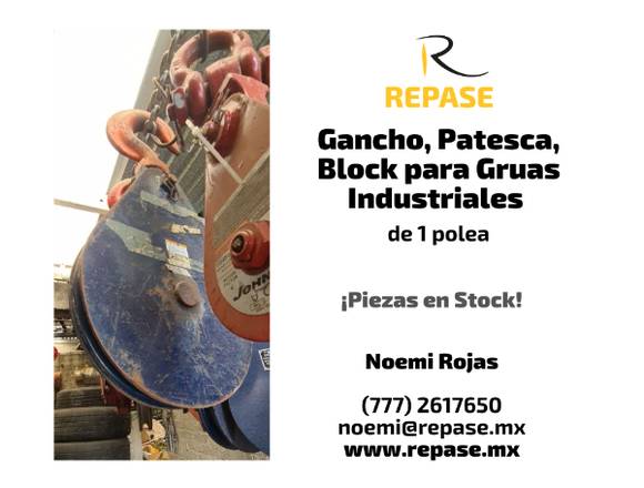 GANCHOS, PATESCA Y BLOCK PARA GRUAS INDUSTRIALES