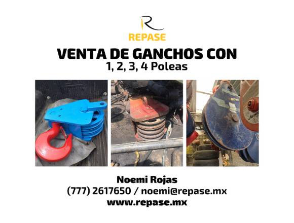 VENTA DE GANCHOS PARA GRUAS CON 1, 2, 3, 4 POLEAS