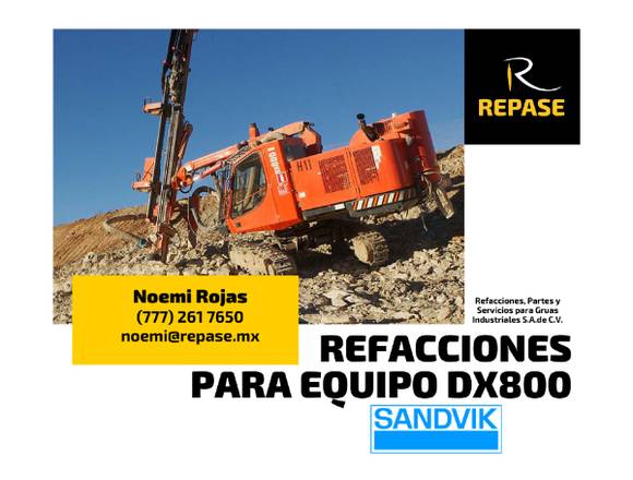 REFACCIONES PARA EQUIPO DX800 SANDVIK