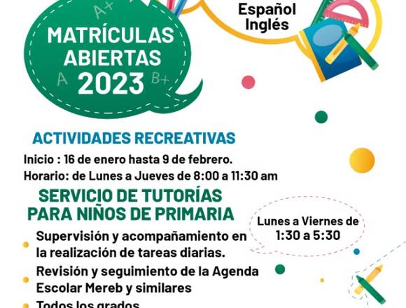 CURSO DE VERANO Y TUTORIA ESCOLAR 2023