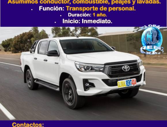 TRABAJO CAMIONETAS 4X4 DIESEL SIN CONDUCTOR 