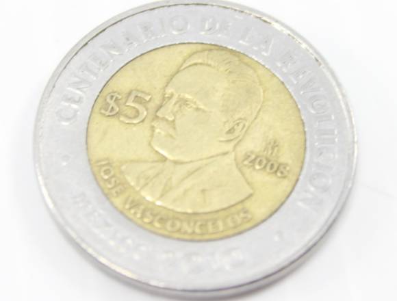 Jose Vasconcelos 5 pesos Centenario Revolucion 