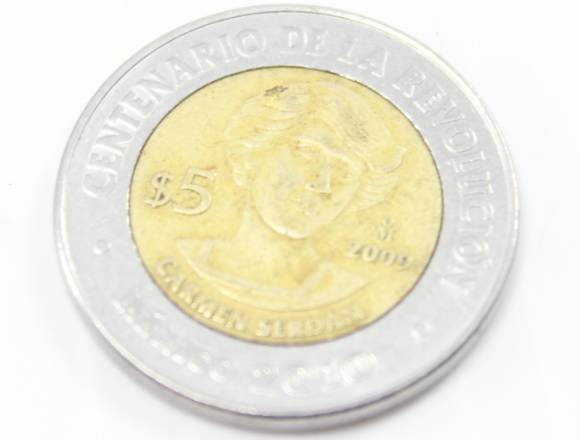Carmen Serdan 5 Pesos Centenario Revolucion Usado 