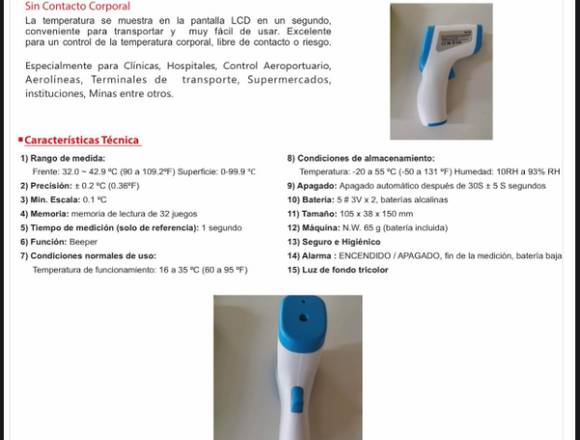 VENTA DE TERMÓMETROS INFRARROJO 31 - 42.9° C