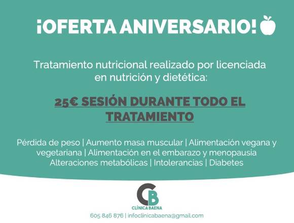 OFERTA: TRATAMIENTO NUTRICION: 25 EUROS 