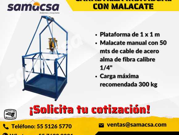 canastilla de trabajo con malacate 